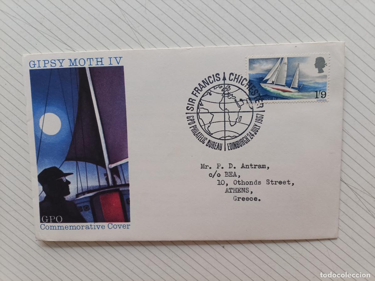 Briefmarken: GPO FIRST DAY OF ISSUE, Reino Unido. Primer D&iacute;a. Gipsy Moth IV. Velero