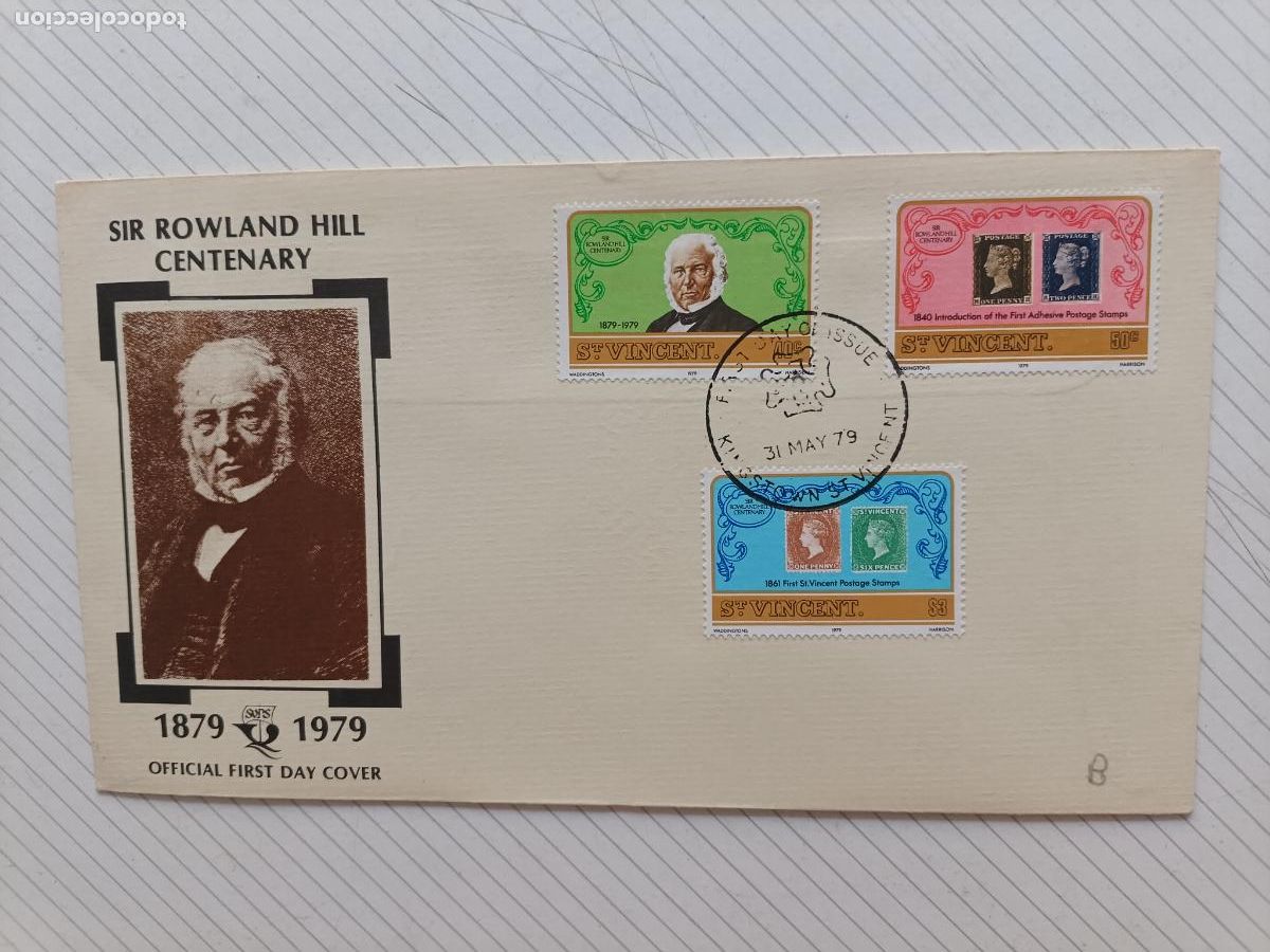 Briefmarken: GPO FIRST DAY OF ISSUE, St. Vincent, San Vicente. Primer D&iacute;a. Rowland Hill