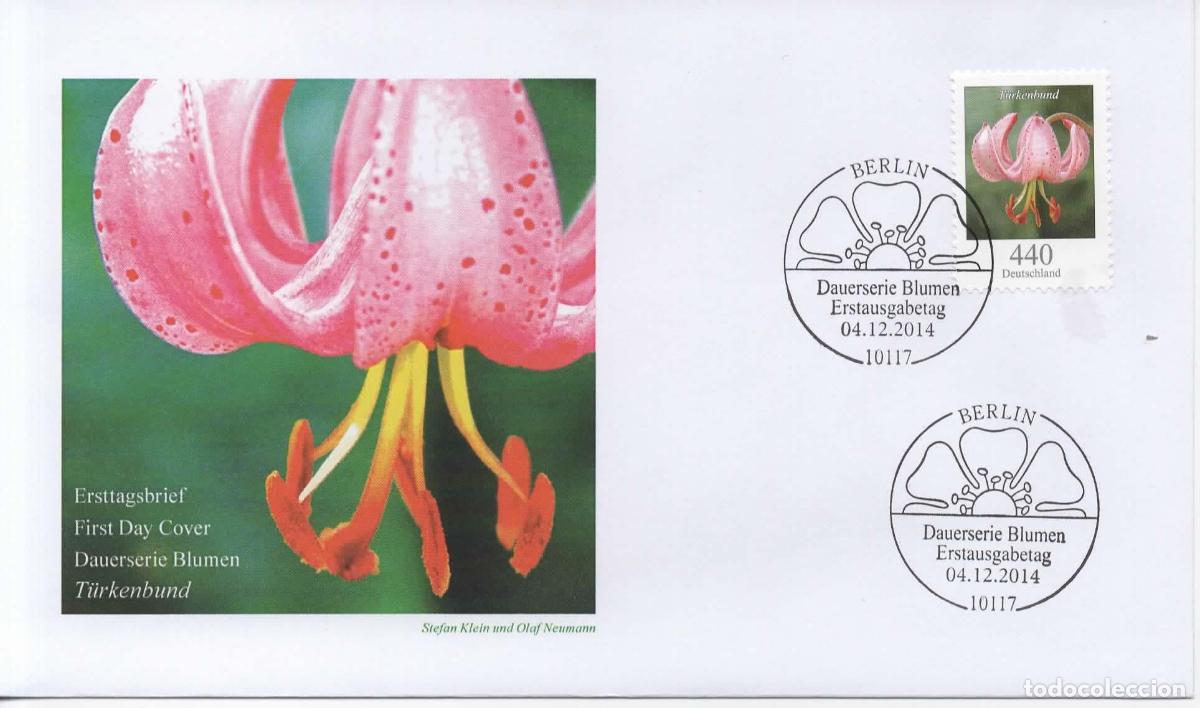 Sellos: ALEMANIA FDC BERLIN FLOR FLOWER TURKENBUND LIRIO