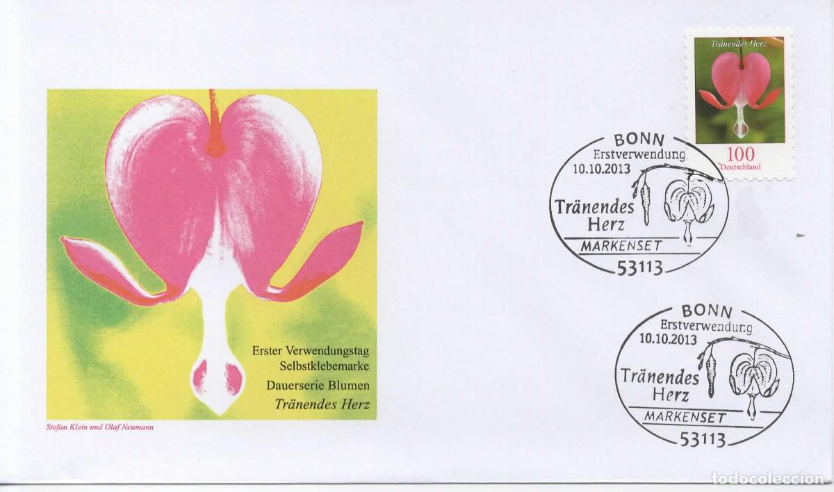 Sellos: ALEMANIA FDC BONN FLOR FLOWER TRANENDES HERZ
