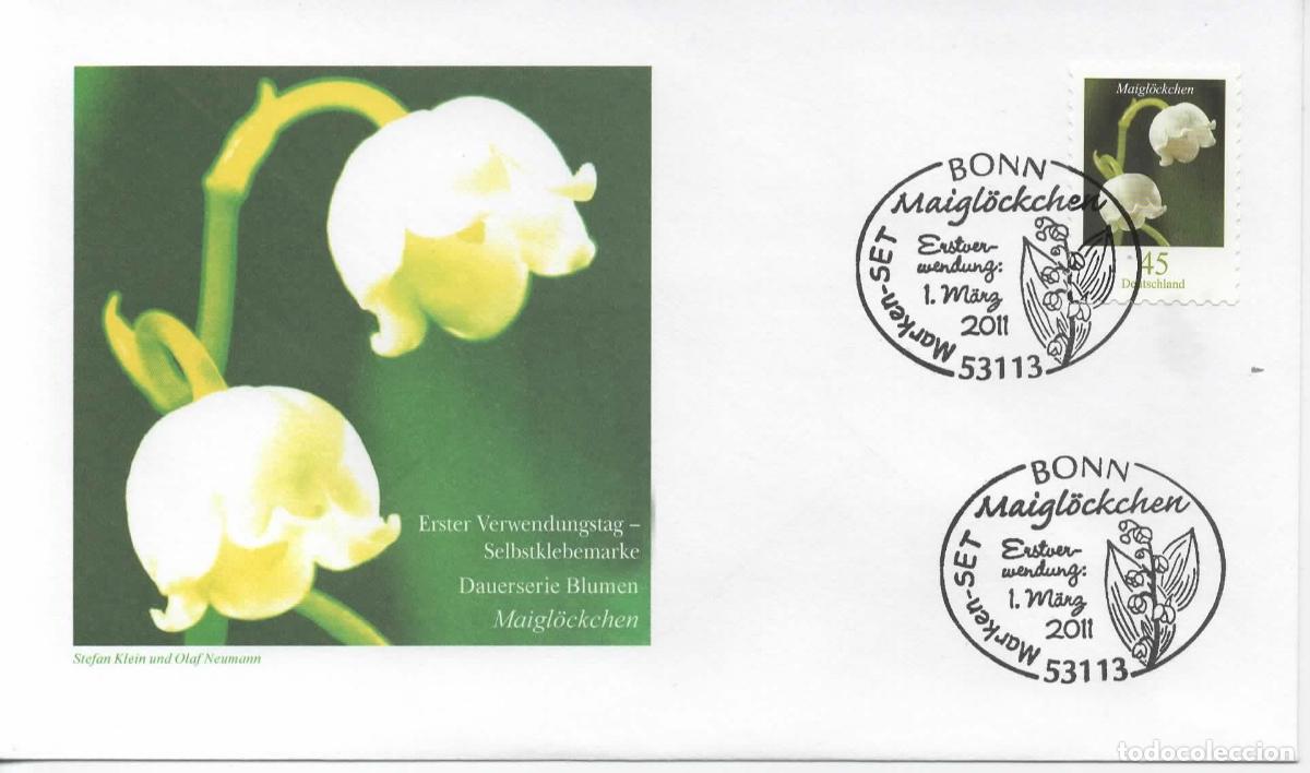 Sellos: ALEMANIA FDC BONN FLOR FLOWER MAIGLOCKCHEN