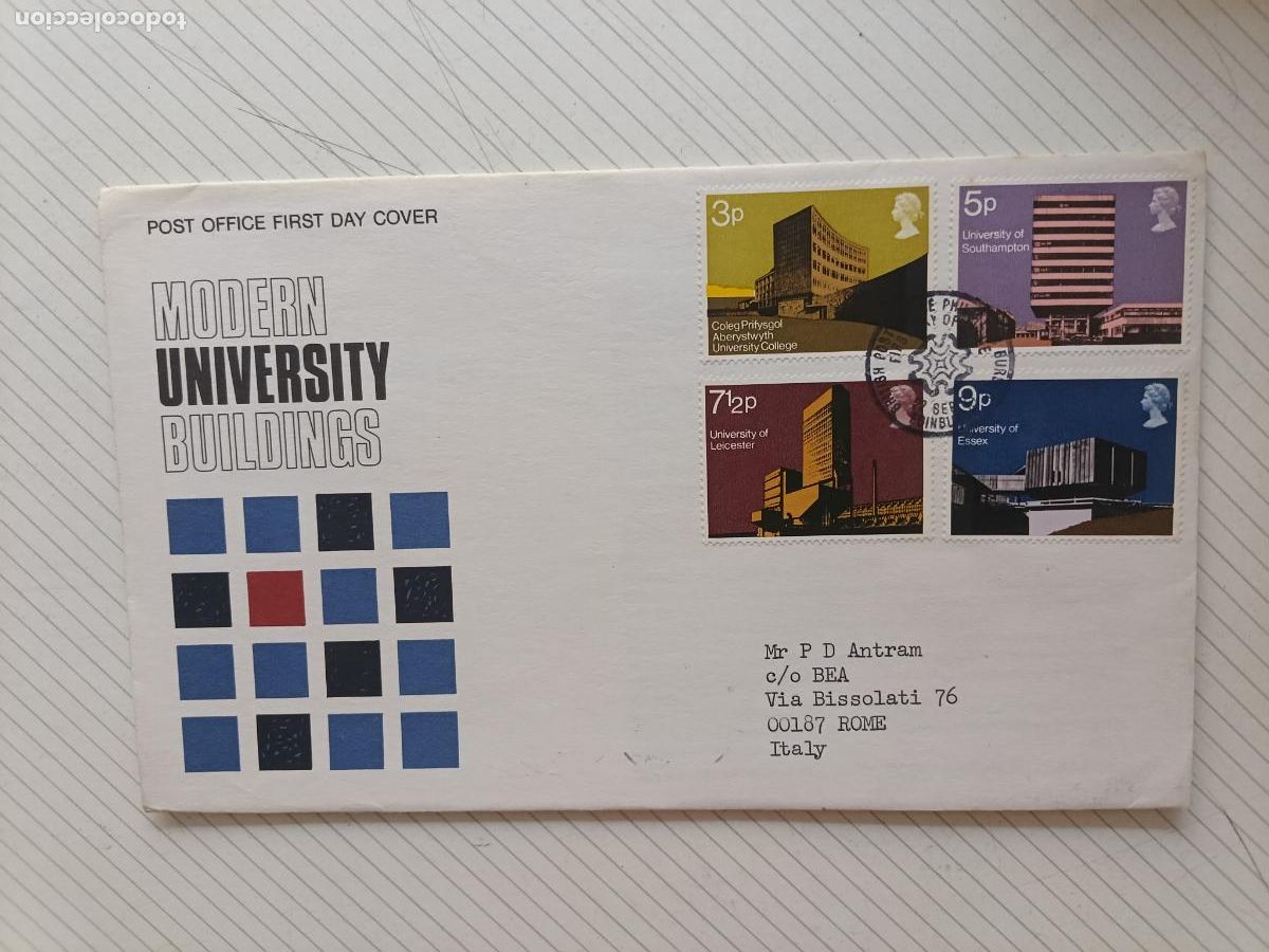 Sellos: Reino Unido. Sobre Primer D&iacute;a 1970 Universidades