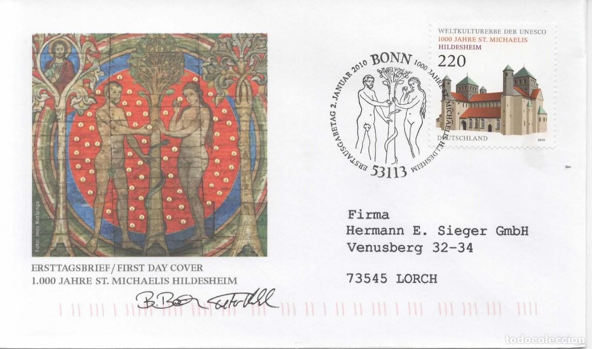 Sellos: ALEMANIA FDC BONN ST MICHAELISKIRCHE IGLESIA CHURCH ADAN Y EVA BIBLIA RELIGION BIBLE