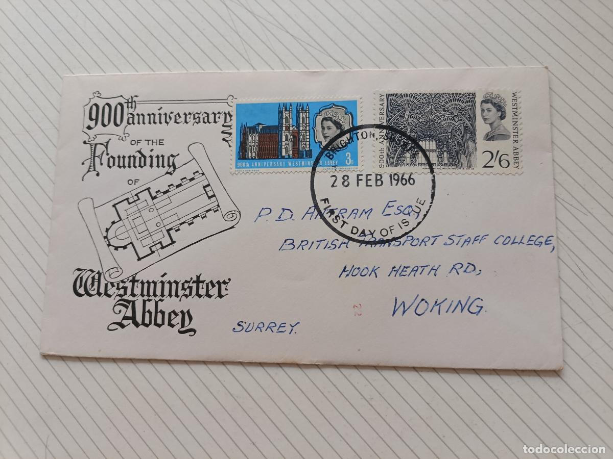 Sellos: GPO Sobre Primer D&iacute;a Reino Unido, Westminster Abbey 1966