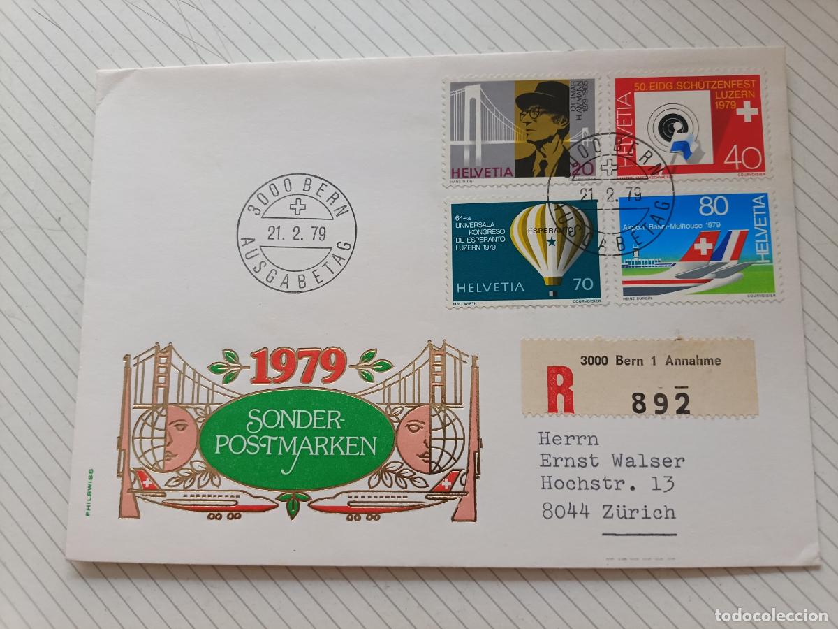 Sellos: Suiza 1979. Sobre primer d&iacute;a 1977