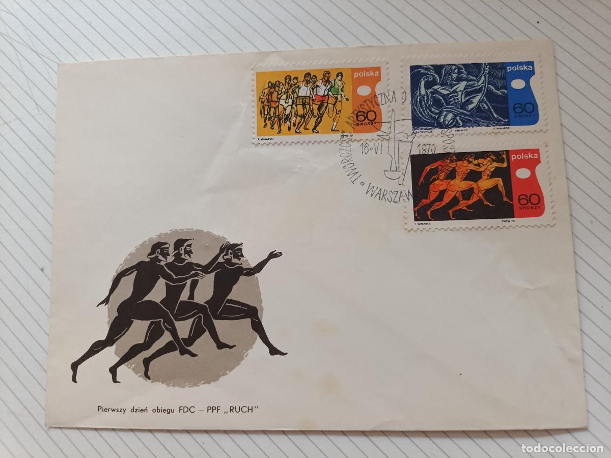 Sellos: Polska, Polonia. Sobre primer d&iacute;a 1970 Atletismo