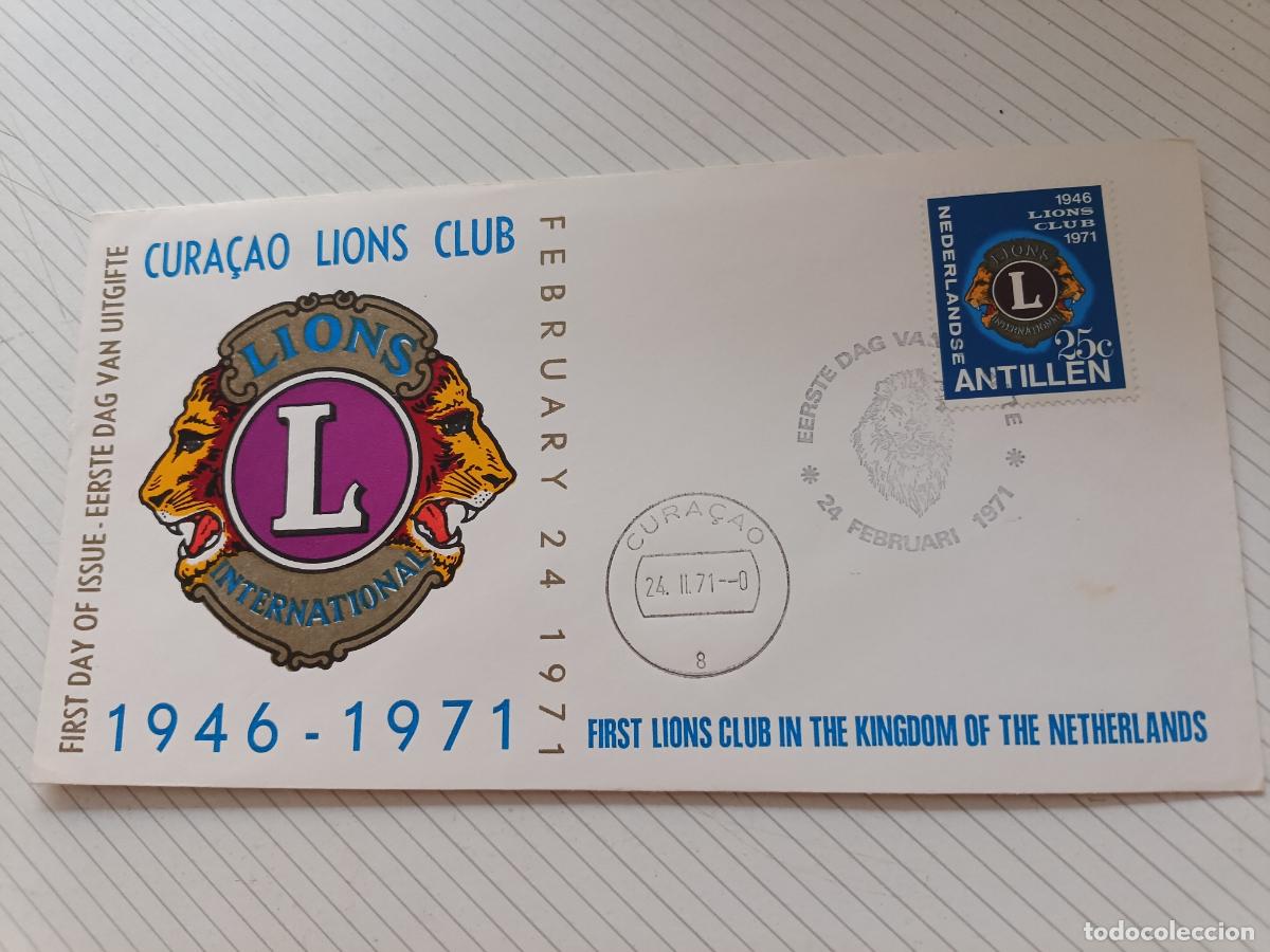 Sellos: Antillas holandesas. Lions Club 1971 Sobre Primer D&iacute;a
