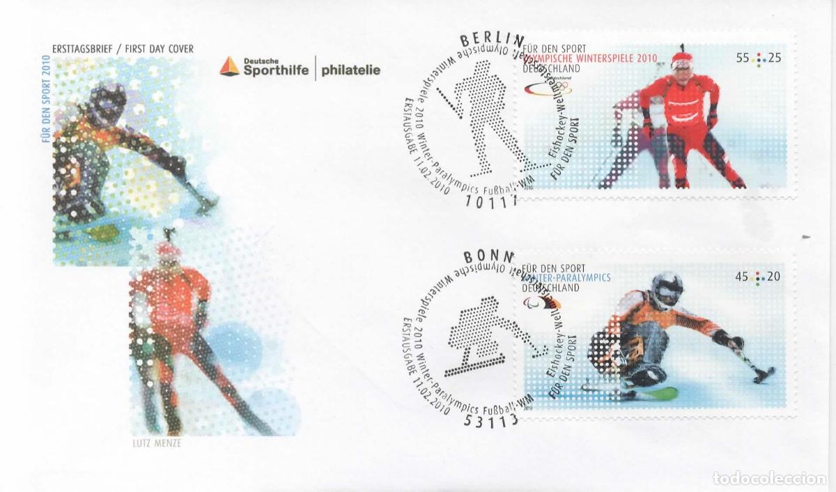 Sellos: ALEMANIA FDC BONN BERLIN JUEGOS OLIMPICOS DE INVIERNO 2010 Y PARALIMPICOS SKI