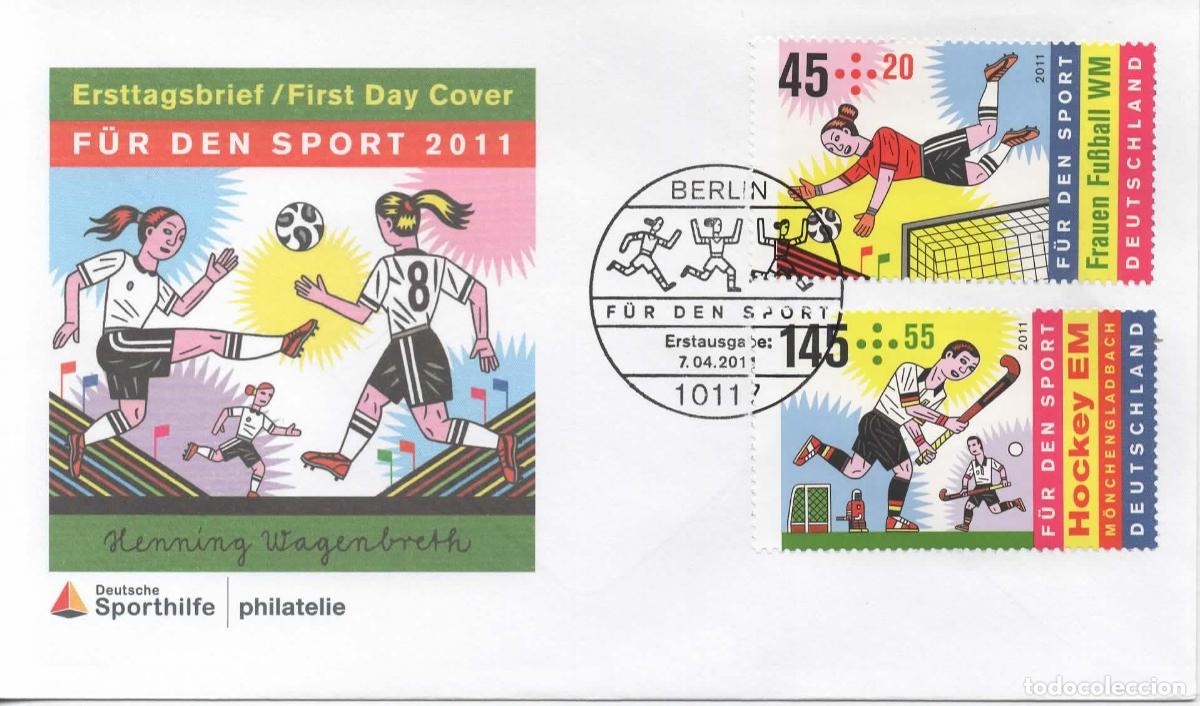 Sellos: ALEMANIA FDC BERLIN DEPORTE HOCKEY HIELO FUTBOL FOOTBALL