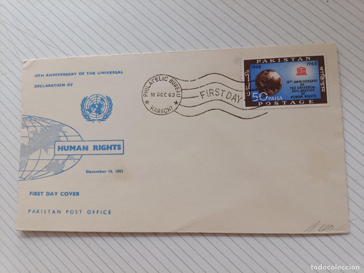 Sellos: Pakistan 1963. sobre Primer d&iacute;a, ONU Human Rights