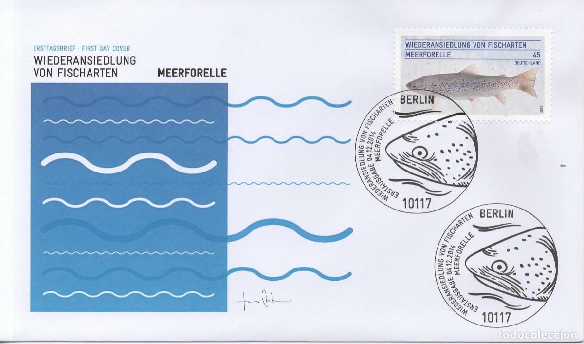 Sellos: ALEMANIA FDC BERLIN PEZ FISH MEERFORELLE