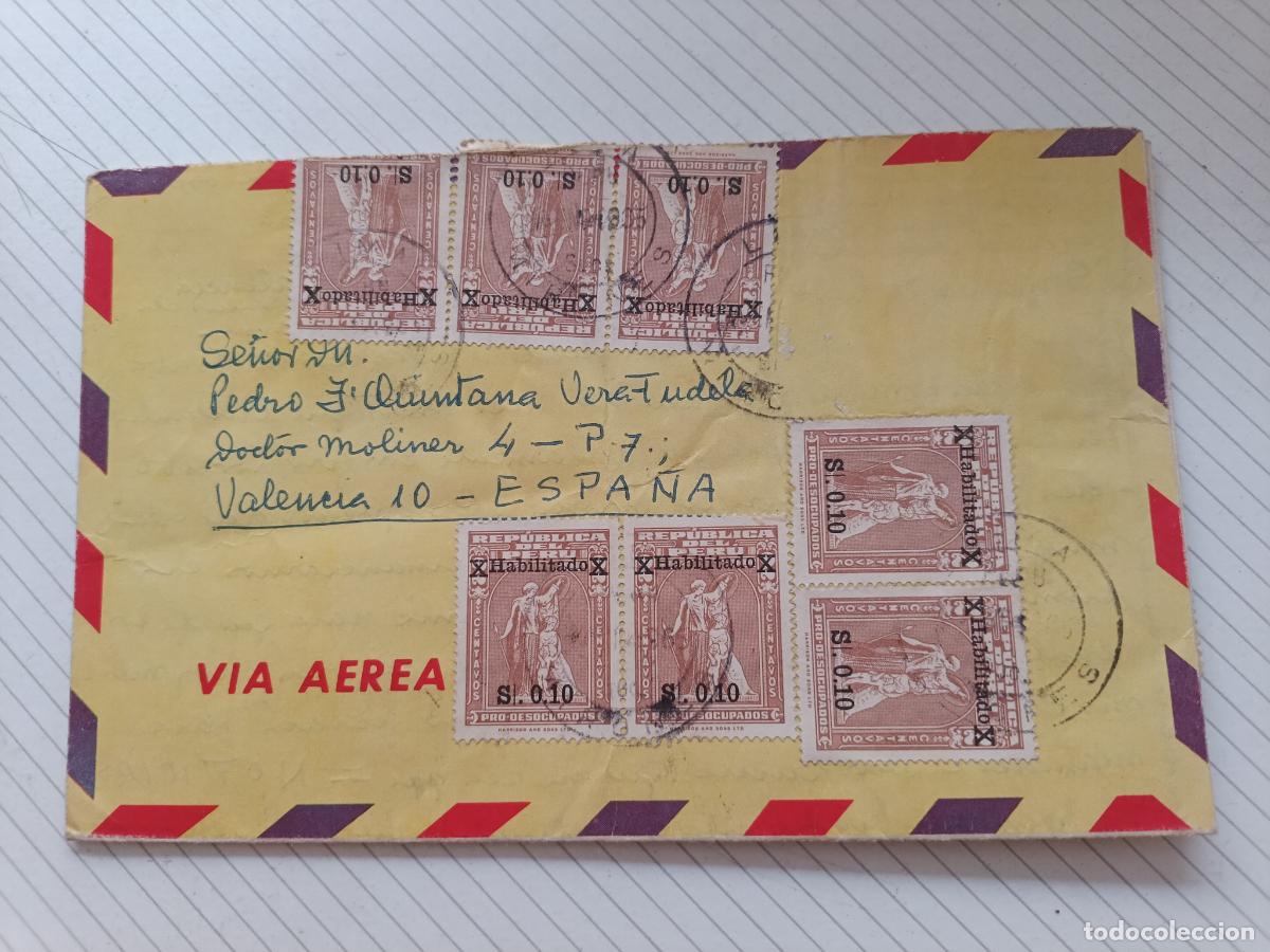 Sellos: Per&uacute;, sobre ilustrado circulado - Foto 2