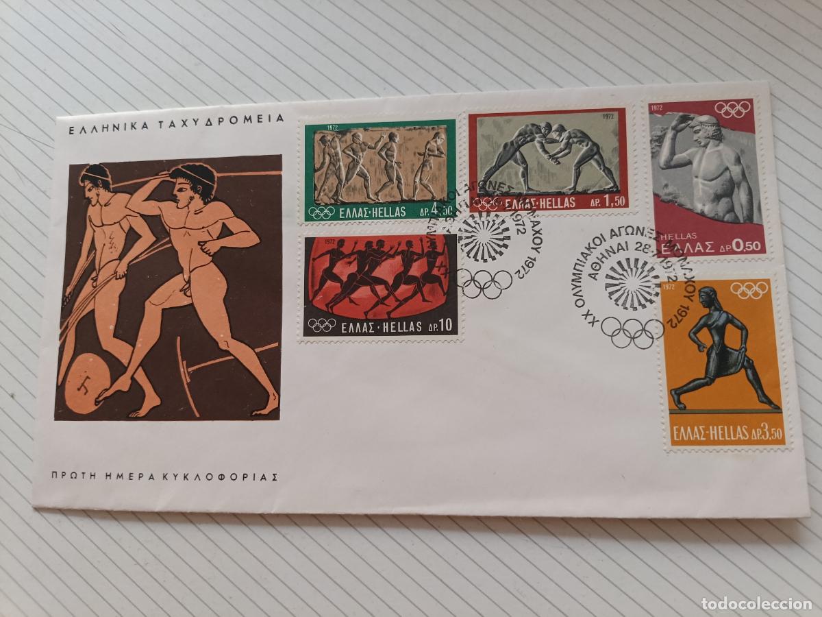 Sellos: Grecia 1972 Olimpiadas. Sobre de primer d&iacute;a