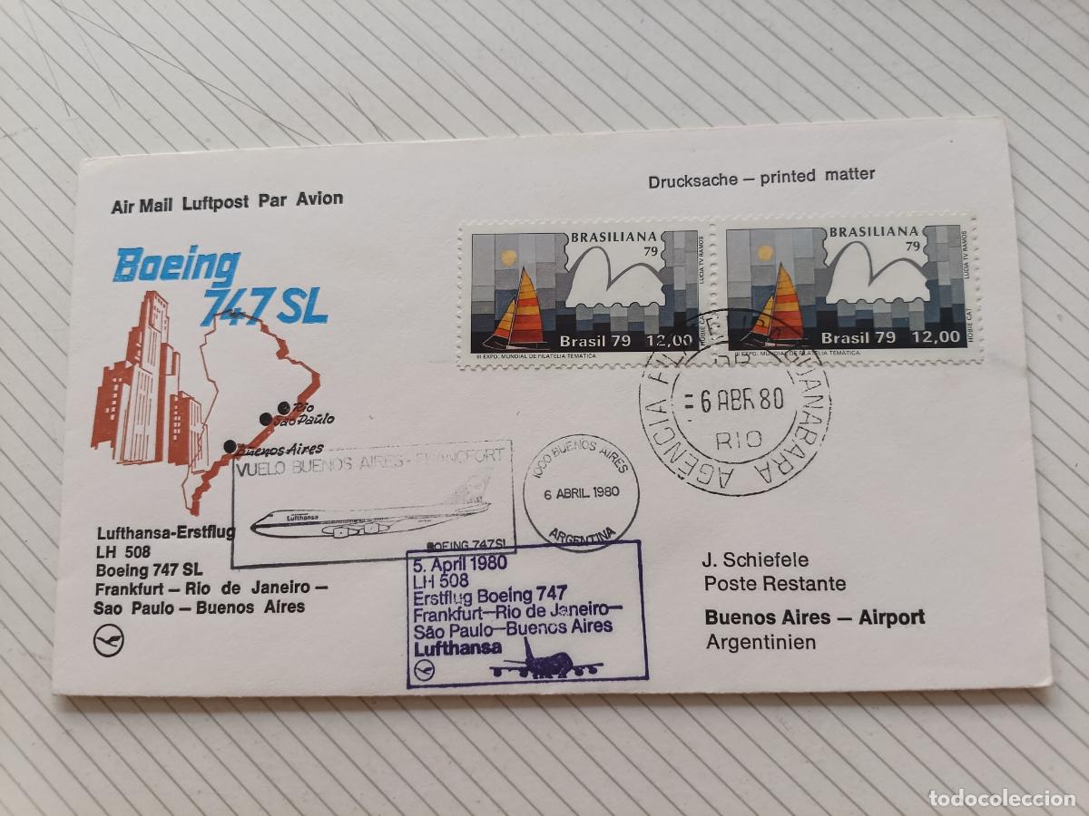 Stamps: Brasil Lufthansa Sobre de primer d&iacute;a 1980