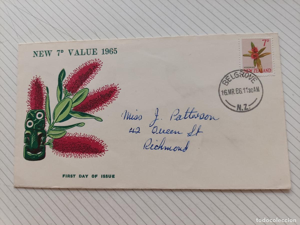 Stamps: Nueva Zelanda 1965 Sobre de primer d&iacute;a. Flora