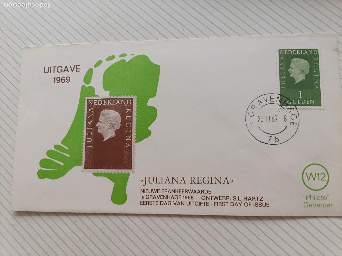 Briefmarken: Holanda, Juliana Regina. Sobre primer d&iacute;a 1969