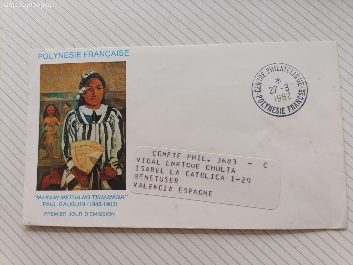 Briefmarken: Polinesia francesa. Sobre ilustrado 1982 Gauguin