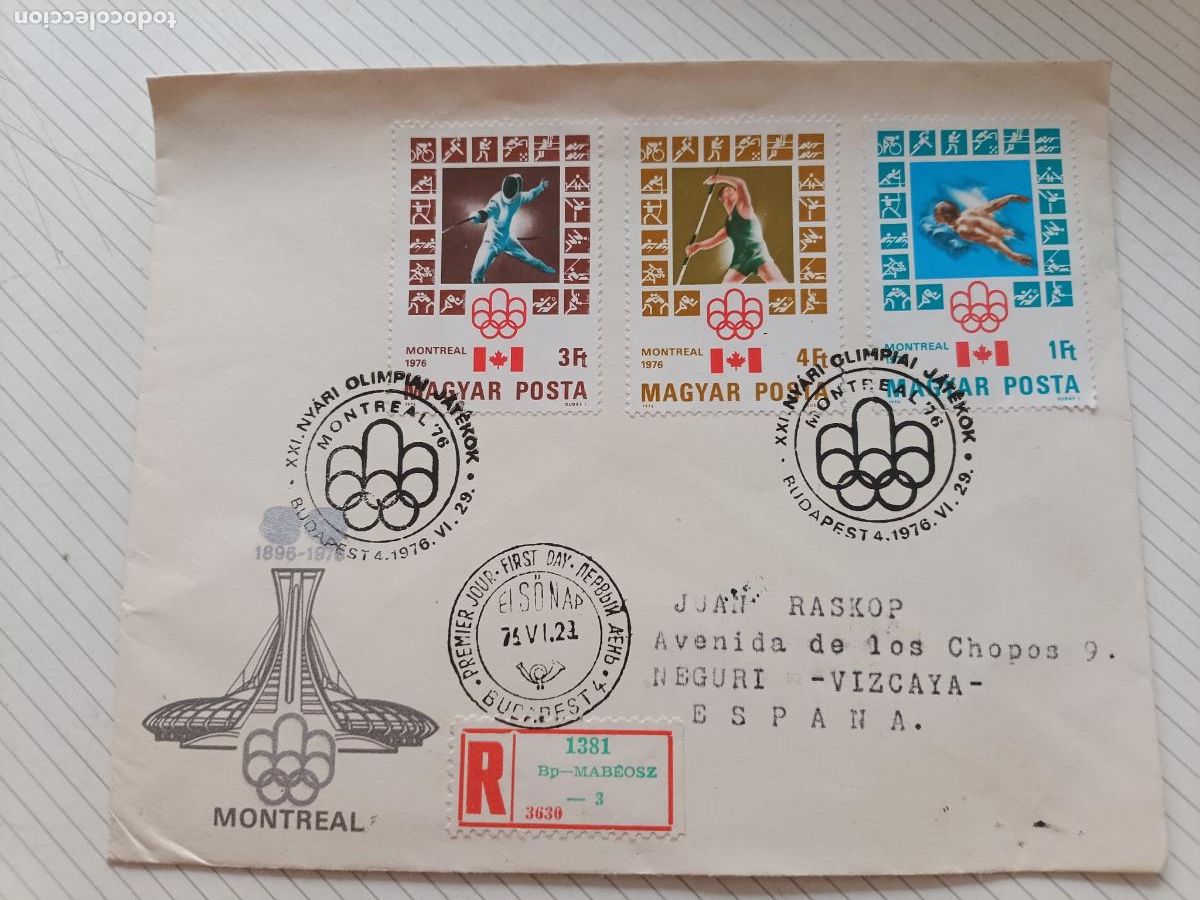 Briefmarken: Hungr&iacute;a. Primer d&iacute;a, Montreal 1976