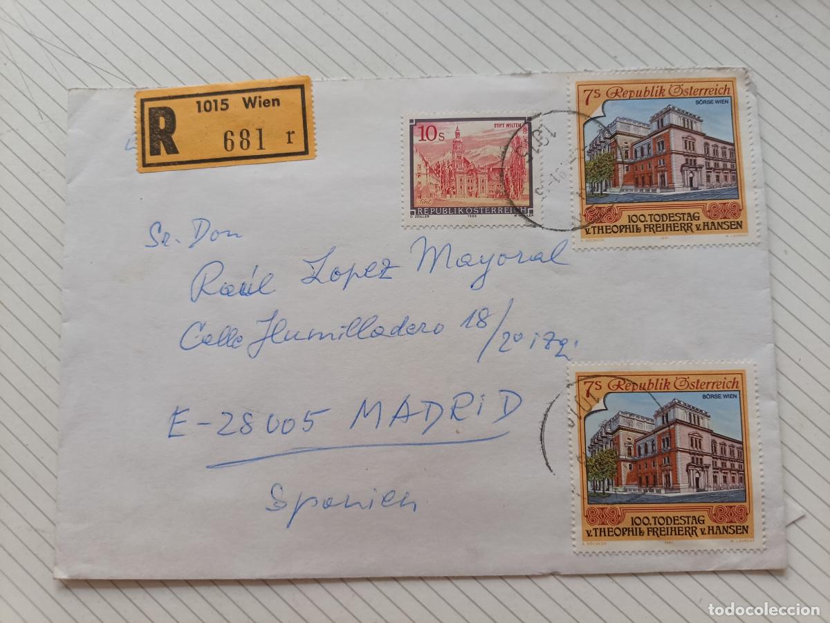 Sellos: Sobre circulado Viena, Austria - Madrid