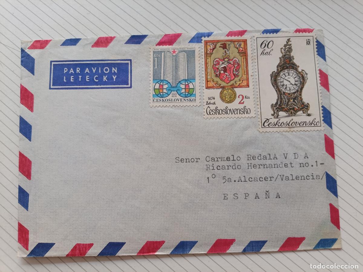 Sellos: Checoslovaquia. Sobre con carta en el interior