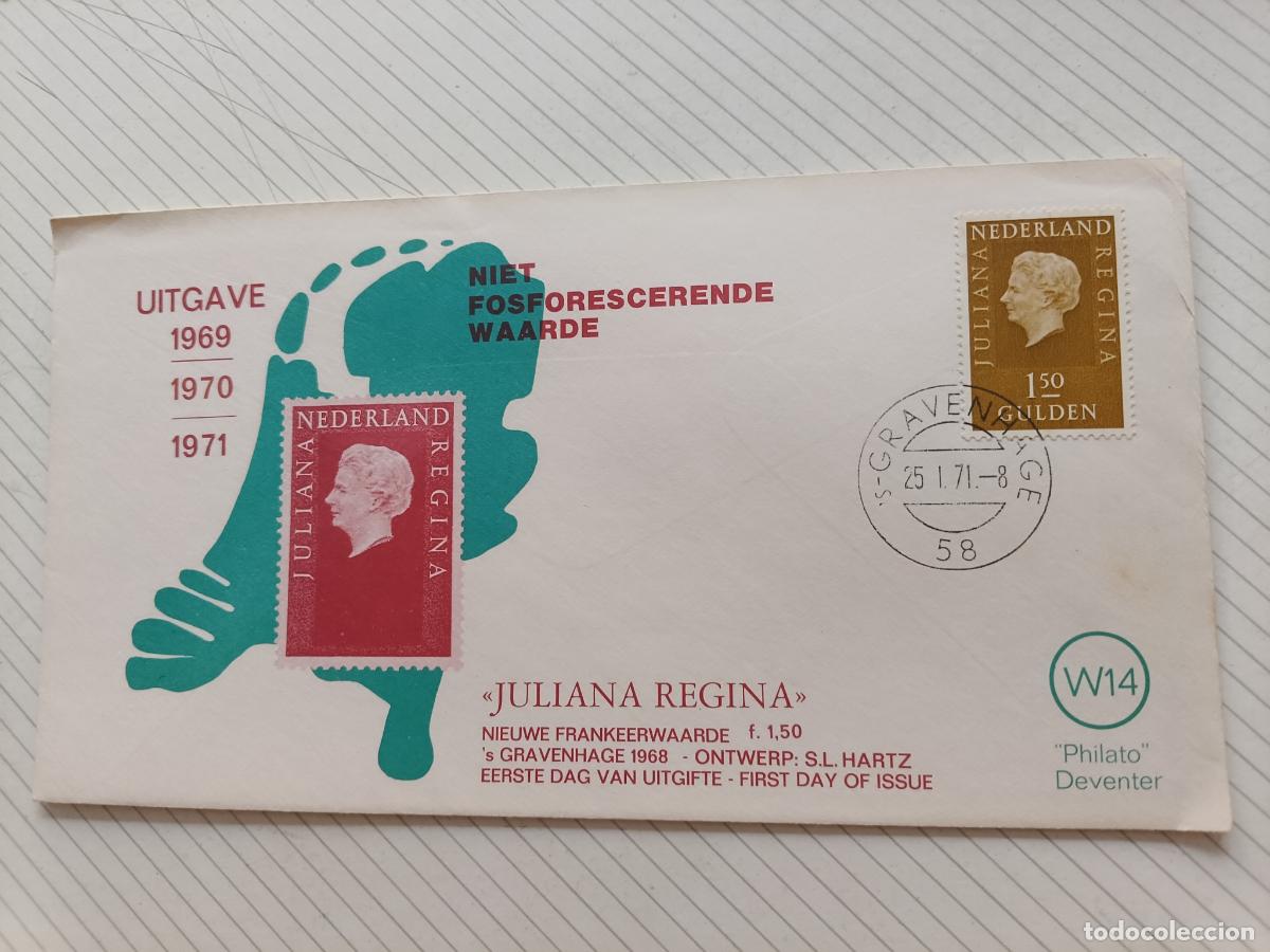 Stamps: Holanda. Juliana Regina 1971 Sobre de primer d&iacute;a