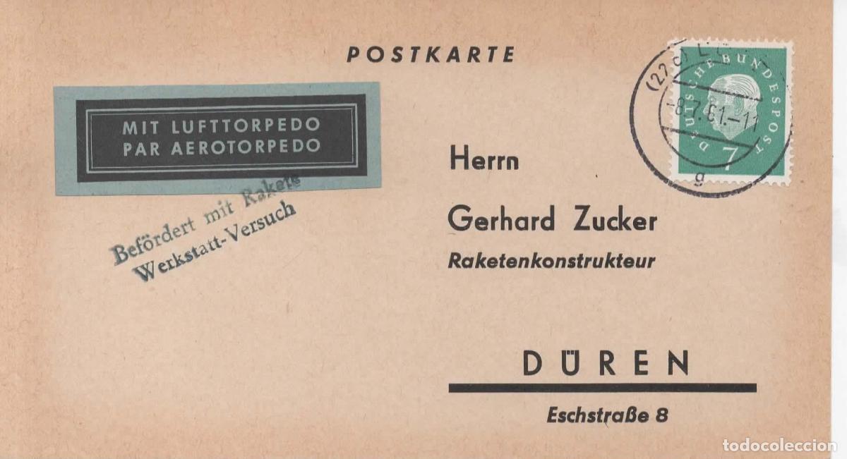 Sellos: ALEMANIA 1961 POR COHETE RACKET ROCKET MAIL
