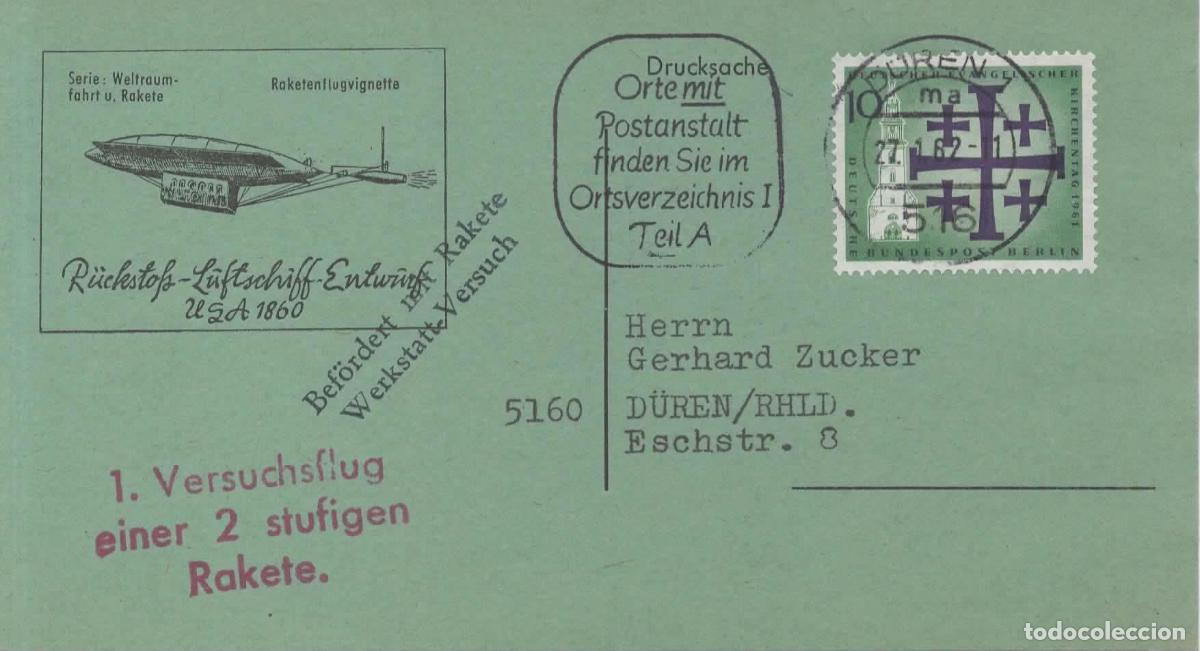 Sellos: ALEMANIA DUREN 1962 POR COHETE RACKET ROCKET MAIL