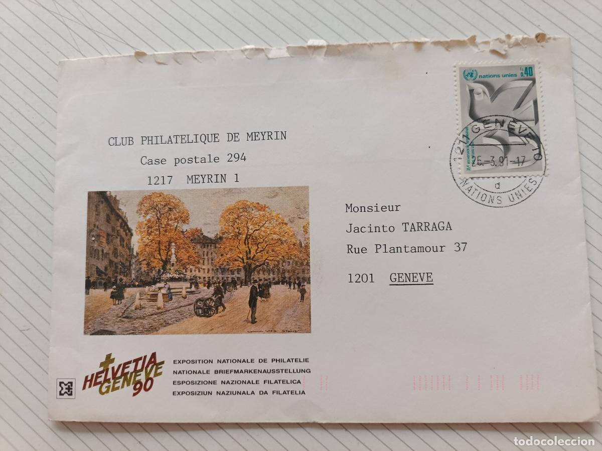Stamps: Naciones Unidas. ONU. Sobre circulado, Meyrin, Suiza