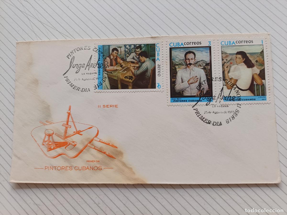 Stamps: Cuba. Pintores cubanos 1977 Sobre ilustrado de primer d&iacute;a