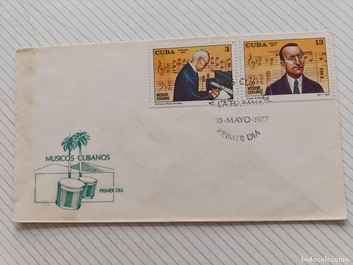 Stamps: Cuba. M&uacute;sicos cubanos 1977 Sobre ilustrado de primer d&iacute;a