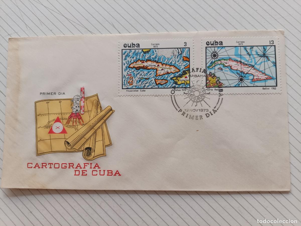 Sellos: Geograf&iacute;a de Cuba 1973. Sobre ilustrado de primer d&iacute;a