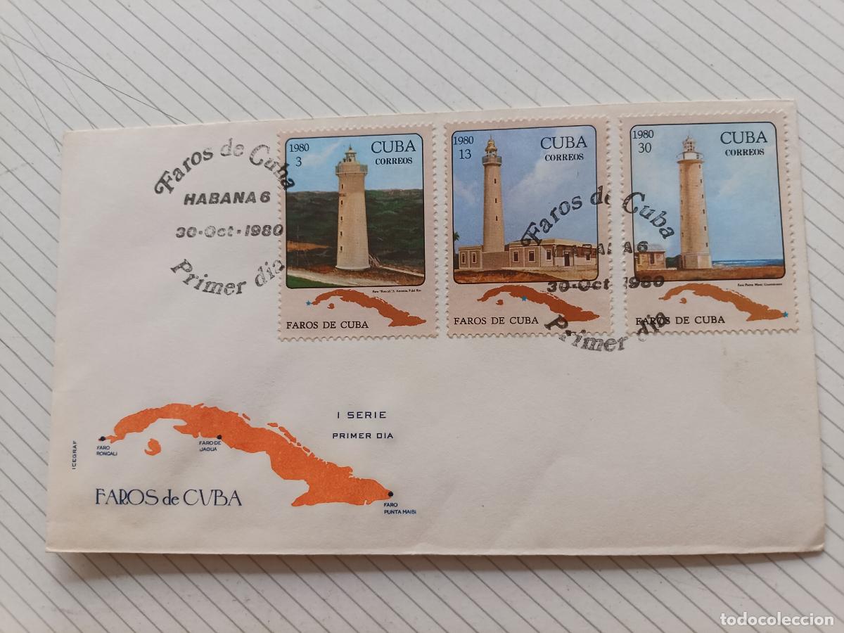 Stamps: Faros de Cuba 1980 Sobre ilustrado de primer d&iacute;a