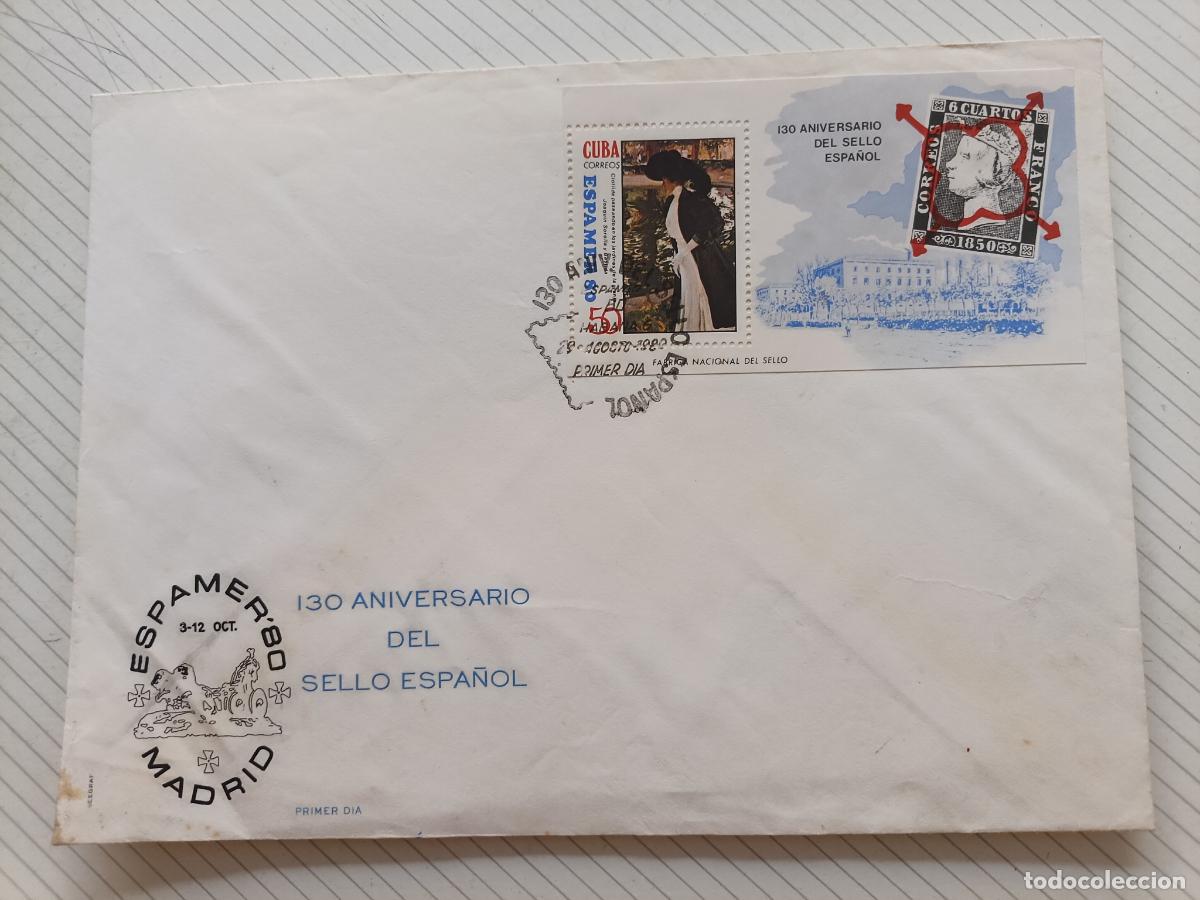 Sellos: Cuba Espamer 1980. Sobre de primer d&iacute;a