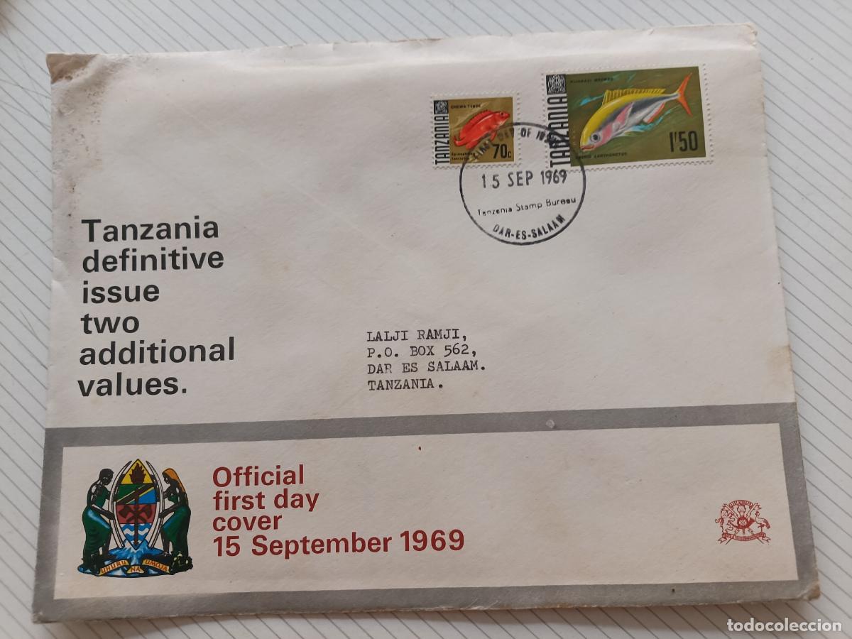 Timbres: Tanzania, sobre circulado. Primer D&iacute;a 1969