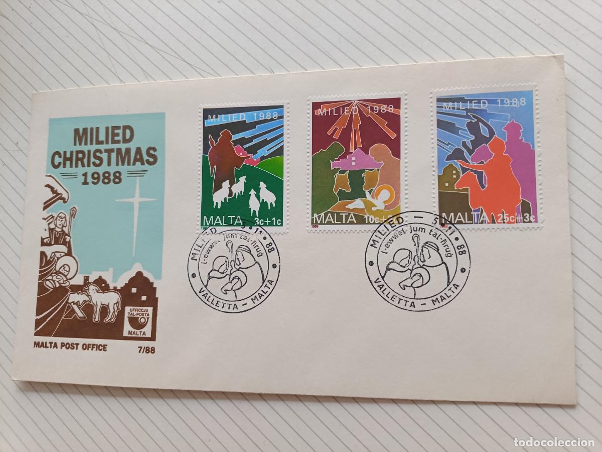 Selos: Malta 1988 Navidad, Sobre Primer D&iacute;a
