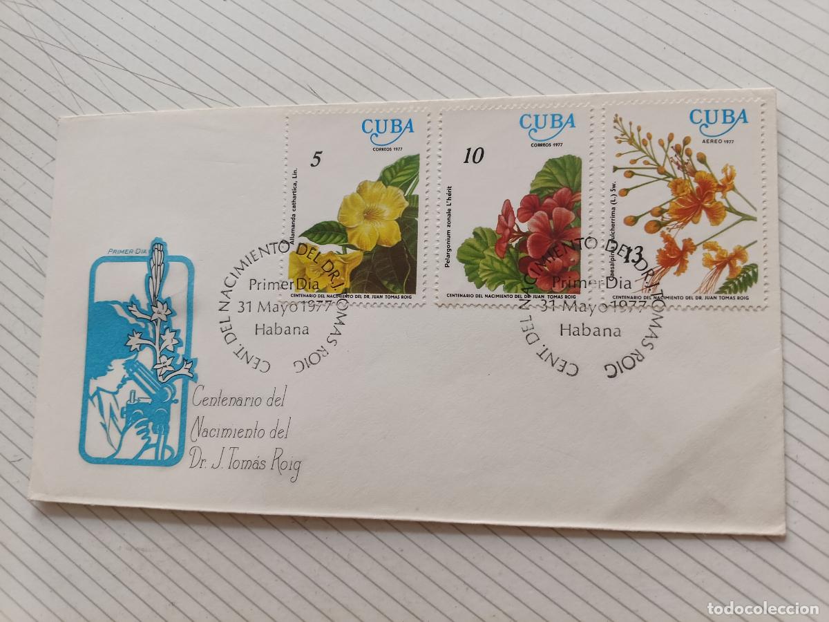 Sellos: Cuba. Flora 1977, Sobre Primer D&iacute;a