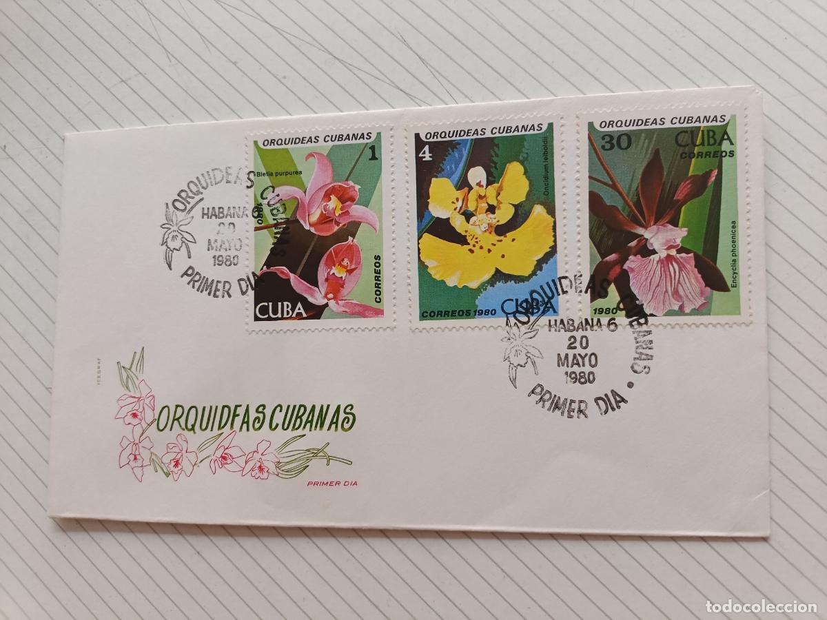 Sellos: Cuba. Flora 1980 Sobre Primer D&iacute;a