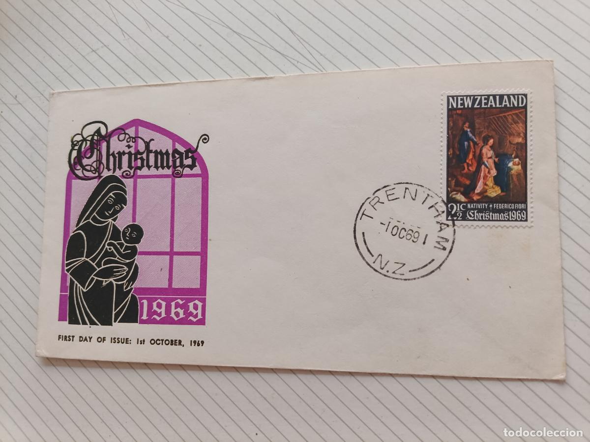 Sellos: Nueva Zelanda, New Zealand, Navidad 1969 Sobre Primer D&iacute;a