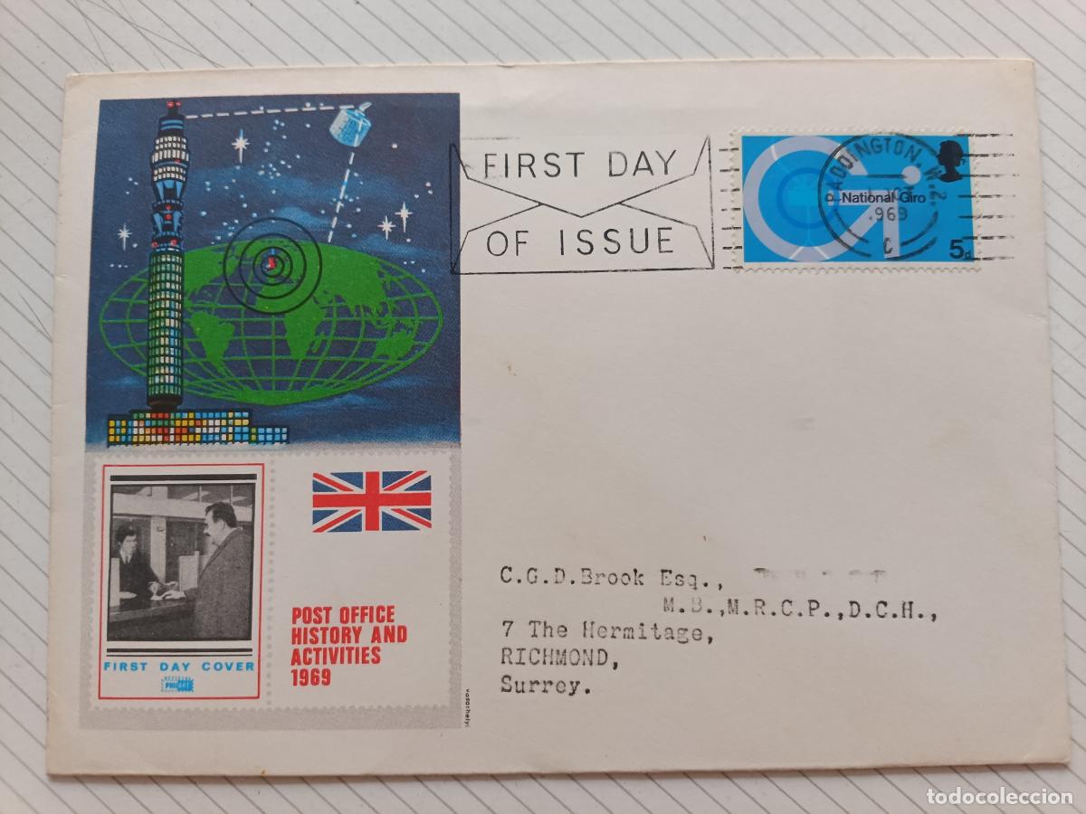 Sellos: Reino Unido. FDC 1969. Primer D&iacute;a. Sobre ilustrado