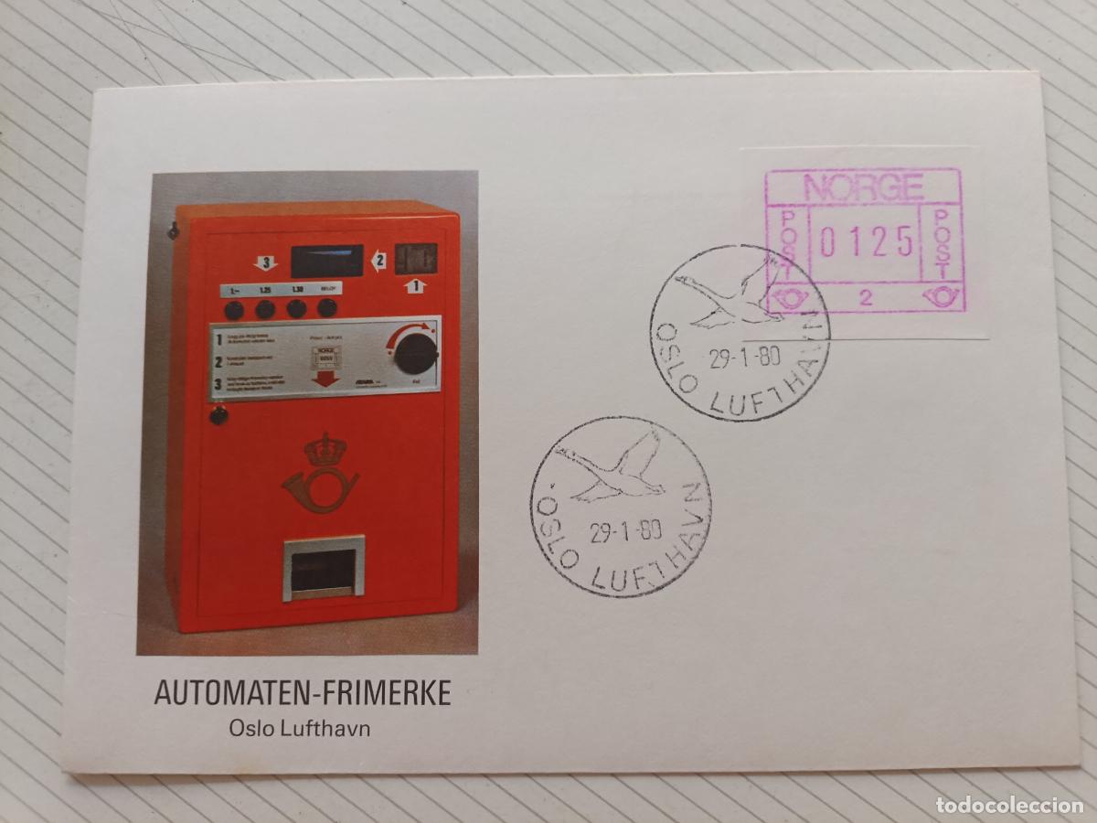 Sellos: Noruega 1980 M&aacute;quina autom&aacute;tica. Automaten-Frimerke, Oslo. Primer D&iacute;a. Sobre ilustrado