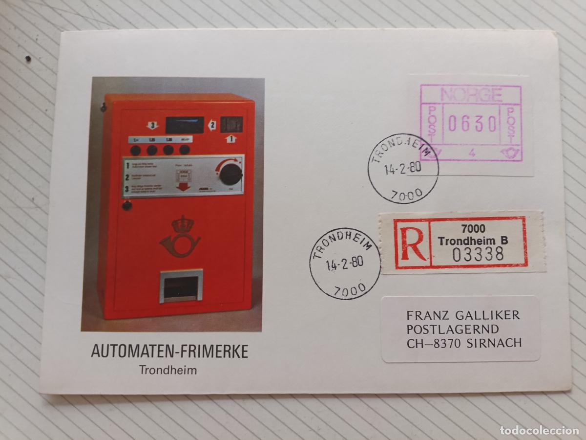 Sellos: Noruega 1980 M&aacute;quina autom&aacute;tica. Automaten-Frimerke, Oslo. Primer D&iacute;a. Sobre ilustrado