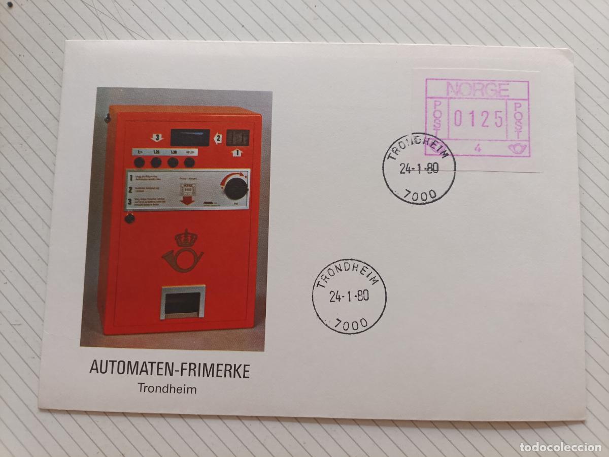 Sellos: Noruega 1980 M&aacute;quina autom&aacute;tica. Automaten-Frimerke, Oslo. Primer D&iacute;a. Sobre ilustrado