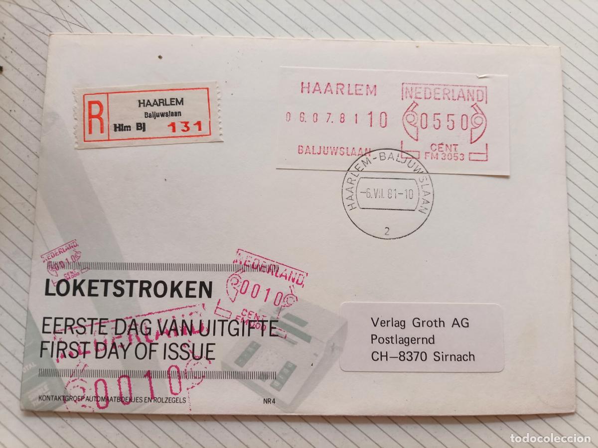 Sellos: Holanda 1981. Sobre certificado. Etiqueta ATM