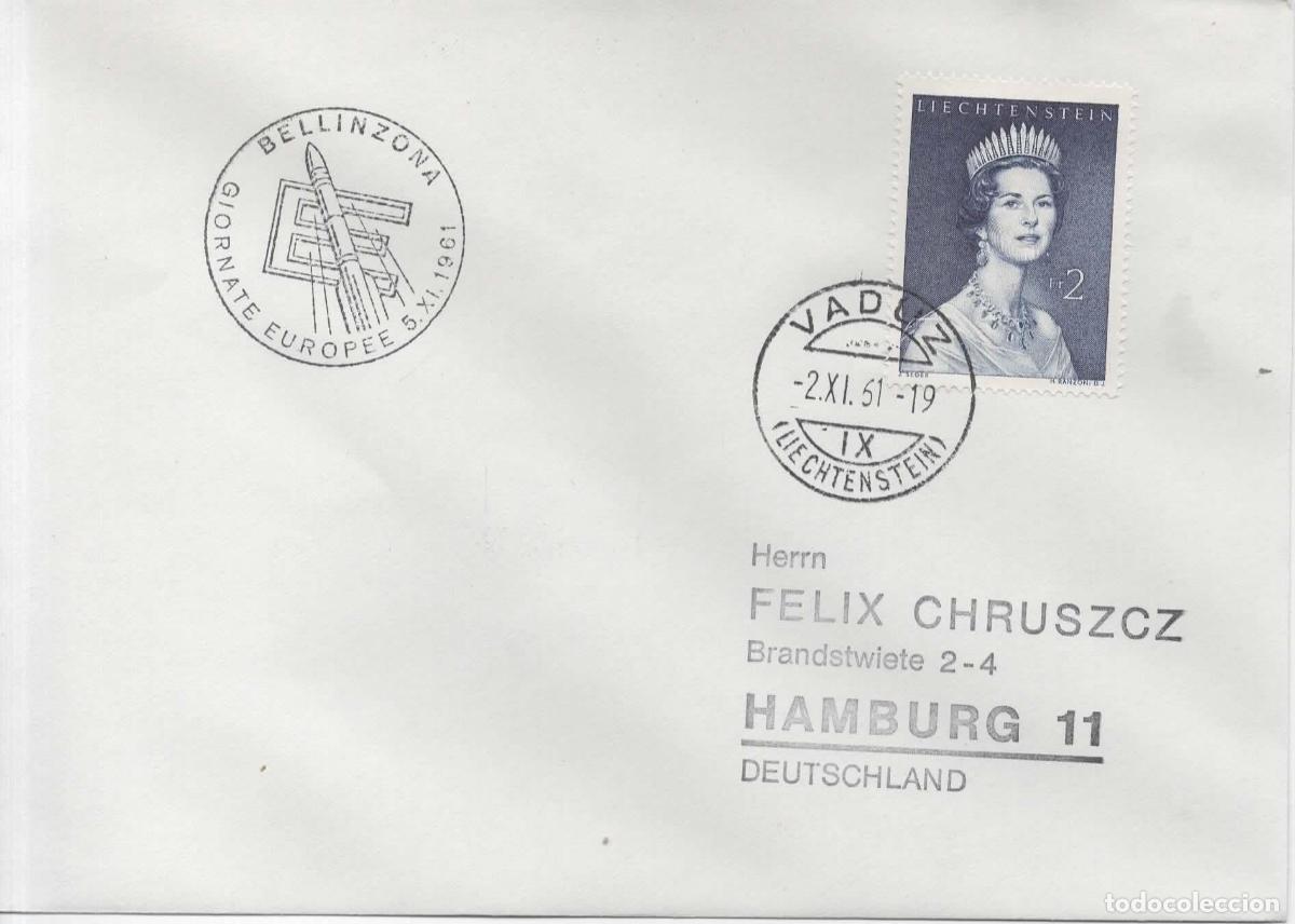 Sellos: LIECHTENSTEIN VADUZ BELLINZONA 1961 POR COHETE RAKETEN ROCKET MAIL