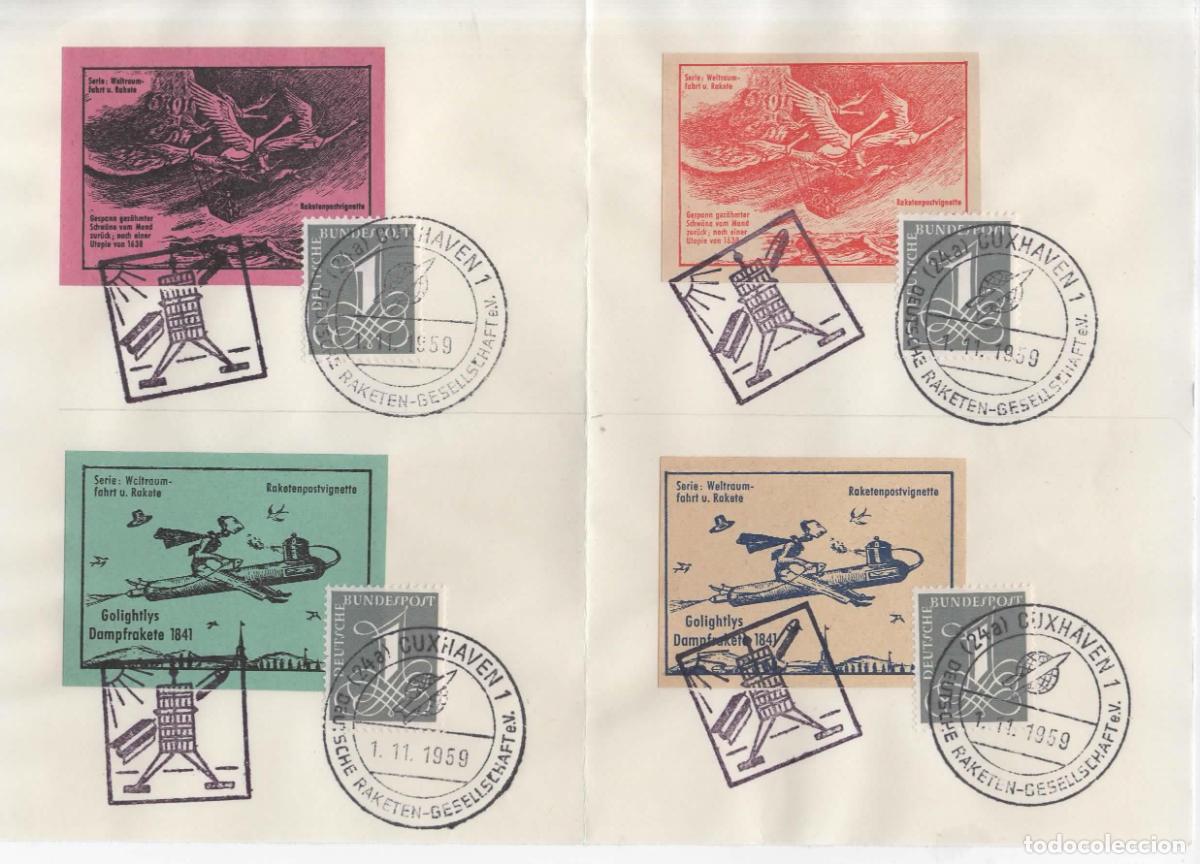Sellos: ALEMANIA CUXHAVEN CORREO POR COHETE RAKETEN ROCKET MAIL 1959