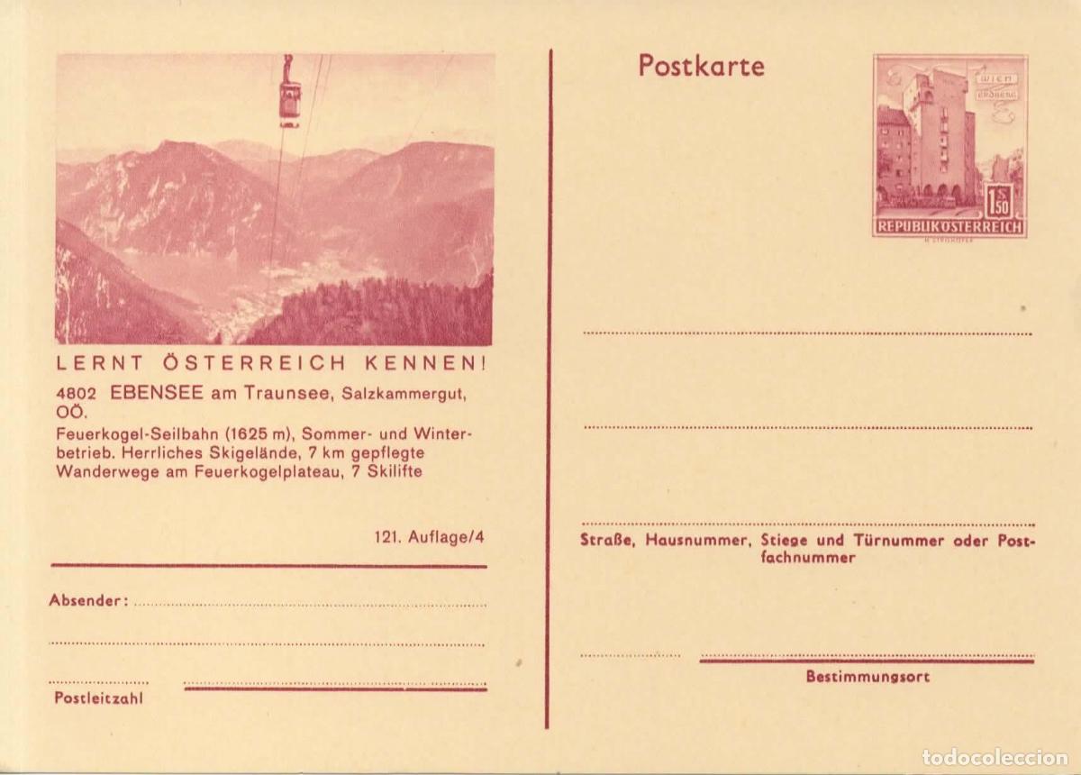 Sellos: AUSTRIA ENTERO POSTAL EBENSEE TELEFERICO CABLE CAR SAUNA