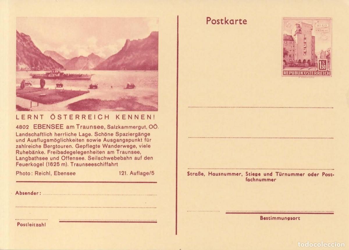 Sellos: AUSTRIA ENTERO POSTAL EBENSEE TELEFERICO BARCO VAPOR STEAM SHIP