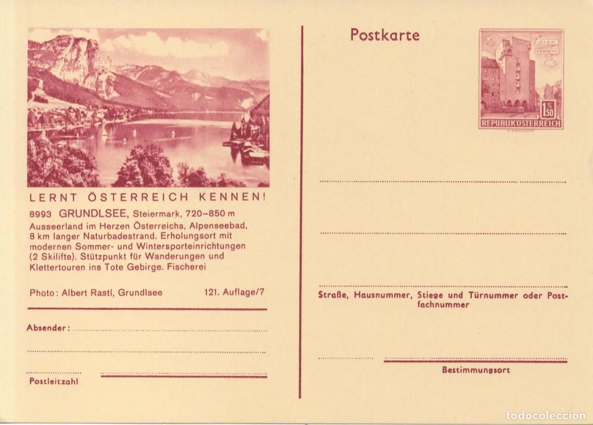 Sellos: AUSTRIA ENTERO POSTAL GRUNDLSEE ALPES VELA DEPORTE BAD BALNEARIO