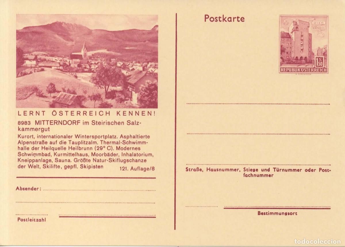 Sellos: AUSTRIA ENTERO POSTAL MITTENDORF DEPORTES INVIENO SKI