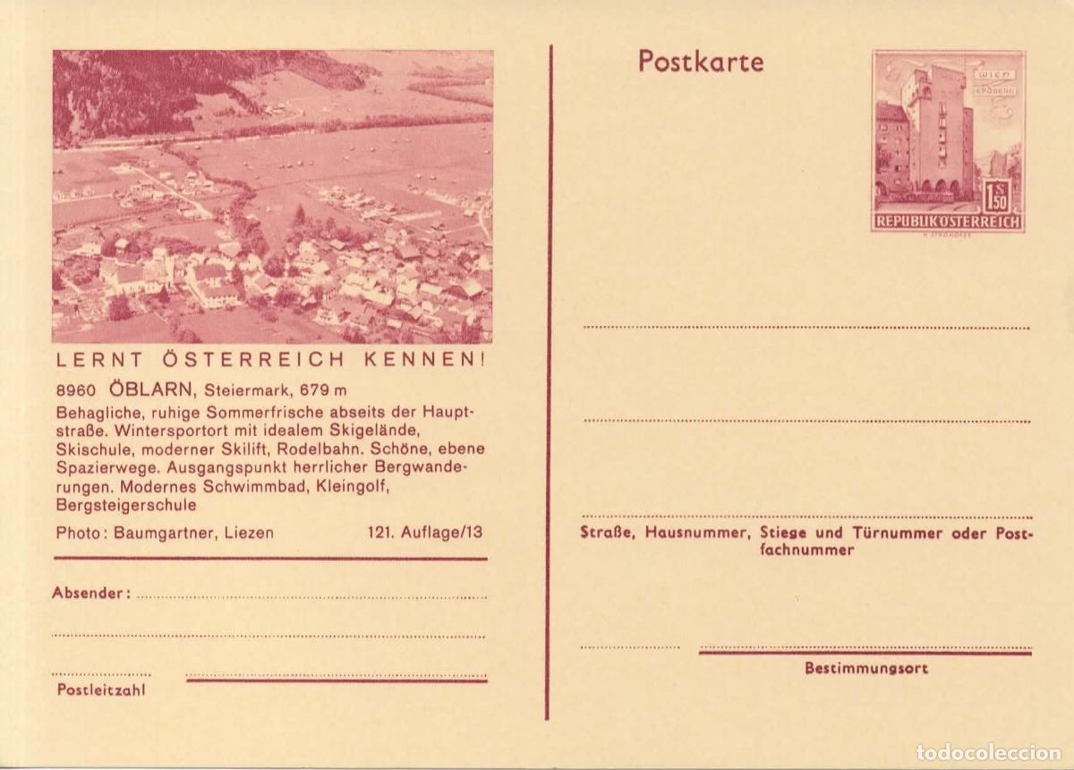 Sellos: AUSTRIA ENTERO POSTAL OBLARN GOLF SKI